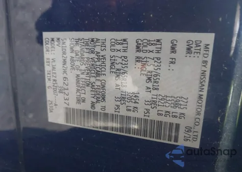 2017 Nissan Pathfinder Sv from USA, damaged, VIN 5N1DR2MN2HC621237